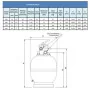 SND 750 Top Zandfilter met zeswegkraan - Top Mount 22 m³/u